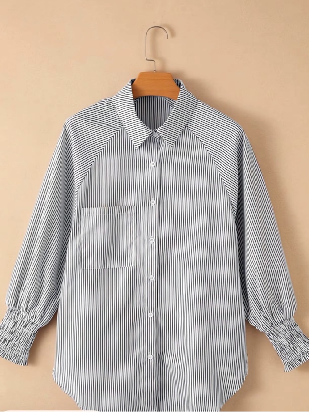 Women's Black & White Striped Button-Front Blouse